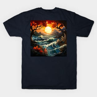 Waves ocean sunset 2 T-Shirt